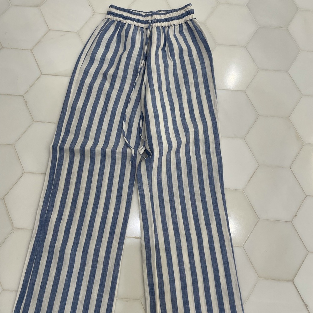 Reformation Linen Stripe Pants XS